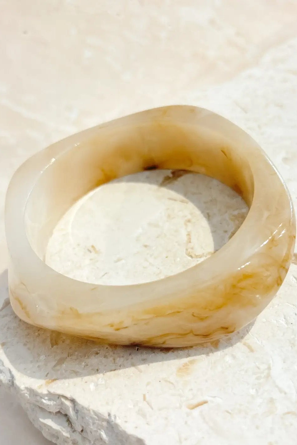 Angular Cuff Bangle - Cream