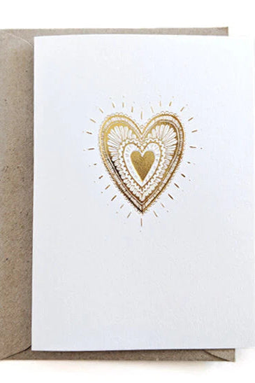Gold Heart - Letterpress Gift Card