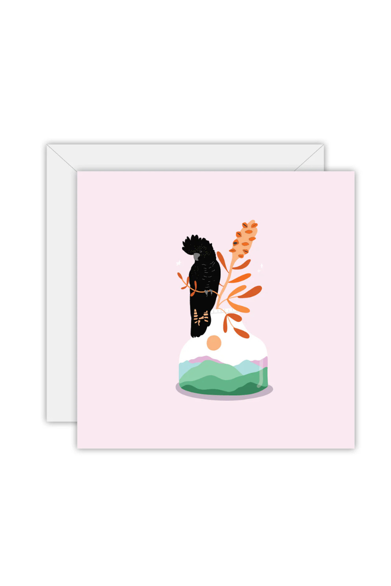 Floral with Red-tailed black cockatoo