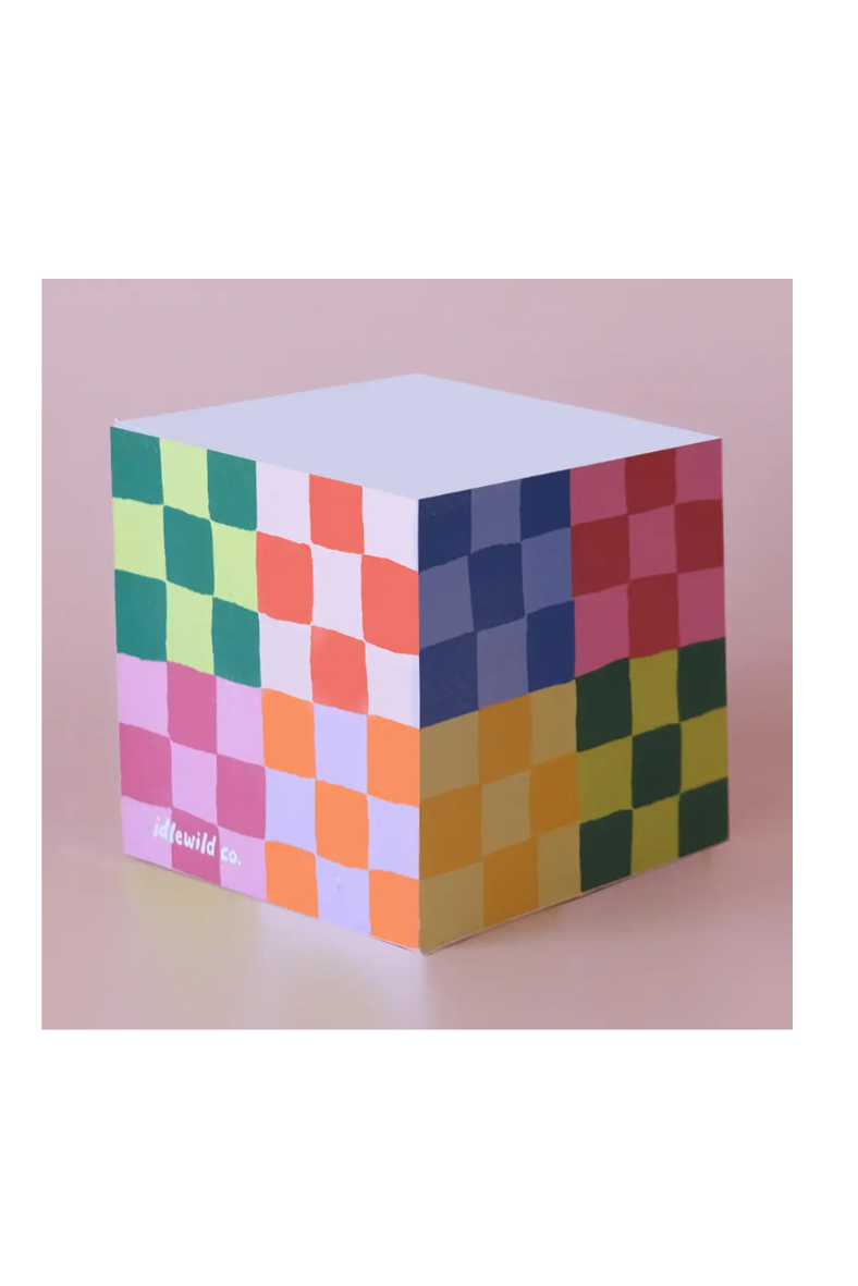 Rainbow Check Sticky Note Cube