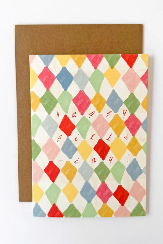 Happy Birthday Pastel Diamonds Card