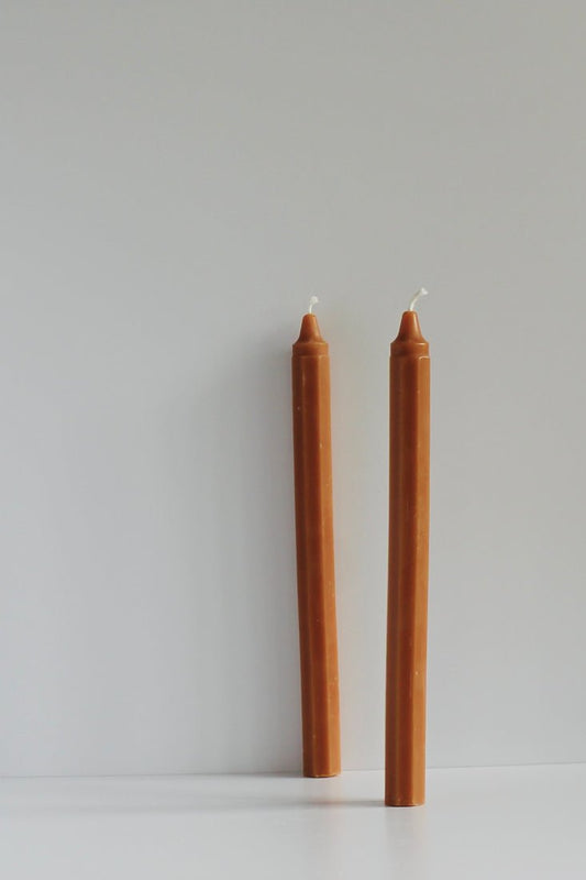 Octagon Beeswax Taper Candles - Caramel