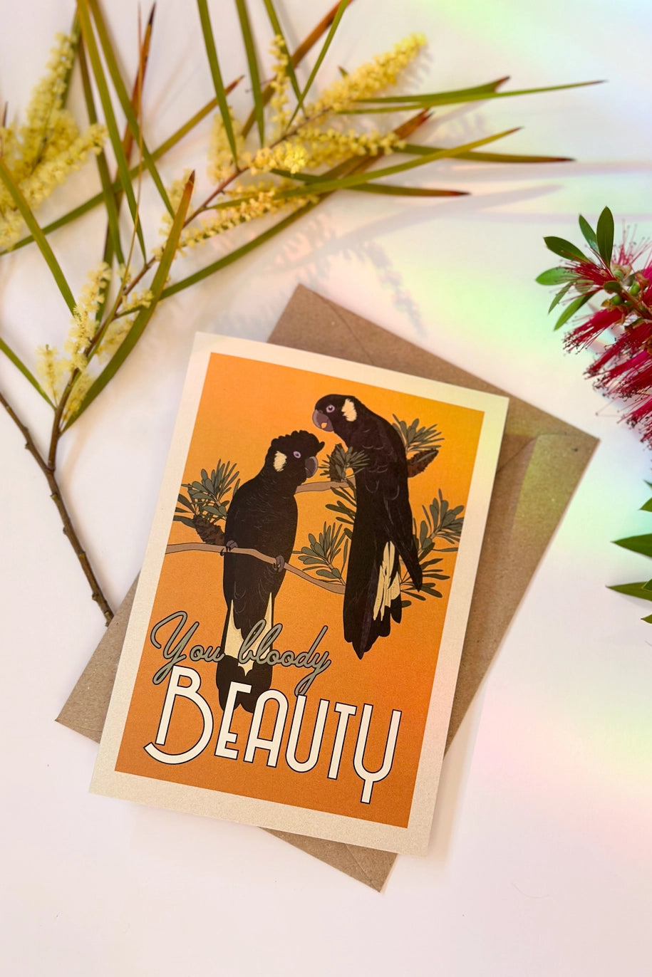 Black Cockatoo Australian Greeting Card