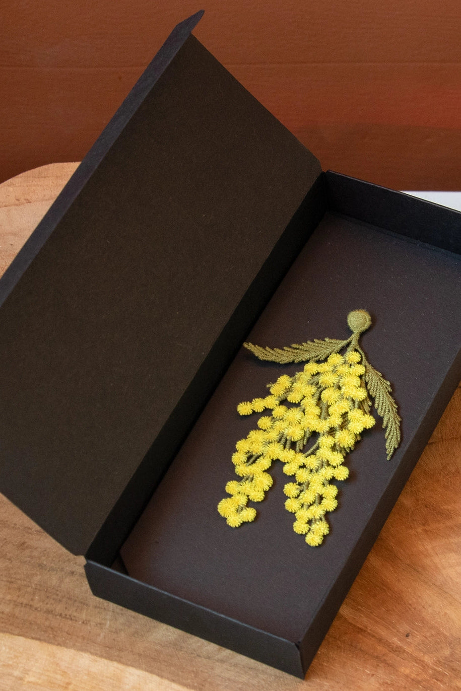 Mimosa Flowers Embroidered Brooch
