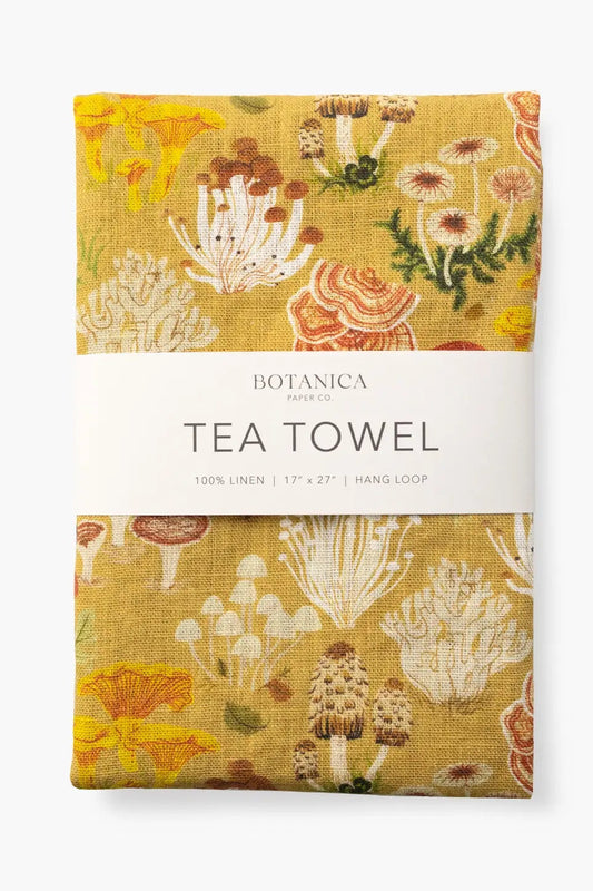 100% Linen Tea Towel | Mushrooms