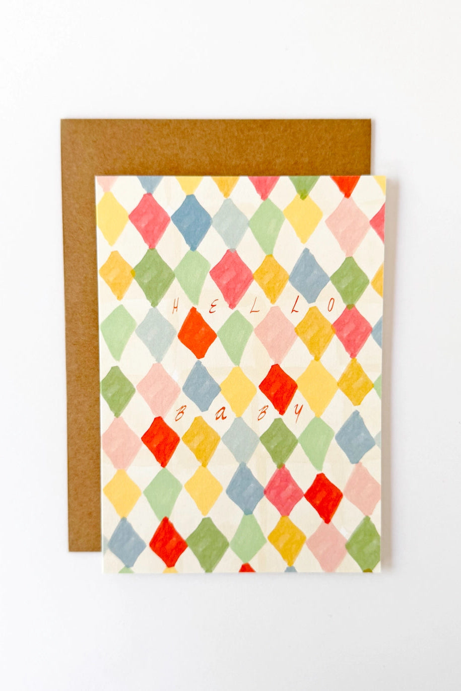 Hello Baby Pastel Diamonds Card