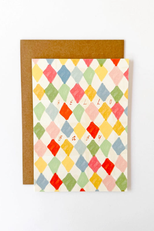 Hello Baby Pastel Diamonds Card