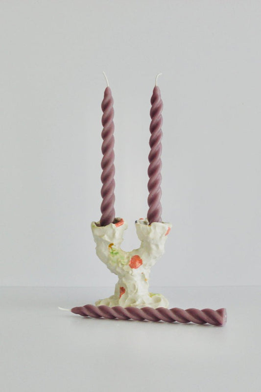 Spiral Beeswax Taper Candles - Lilac