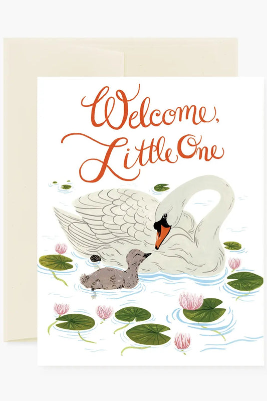 Welcome Little One Swans  | Greeting Card