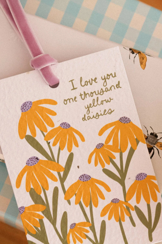 Eco-Luxe plantable gift tag - yellow daisies