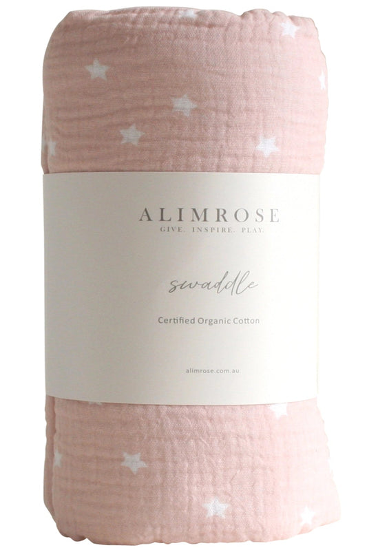 Muslin Swaddle - Starry night pink