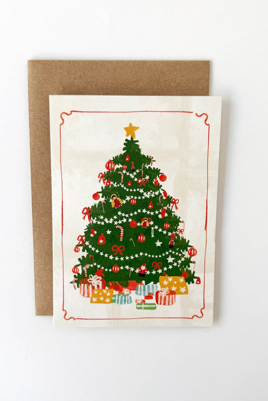 Vintage Christmas Tree Print Card