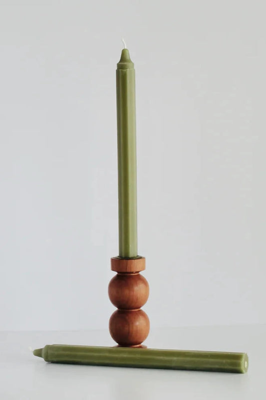 Octagon Beeswax Taper Candles - Sage