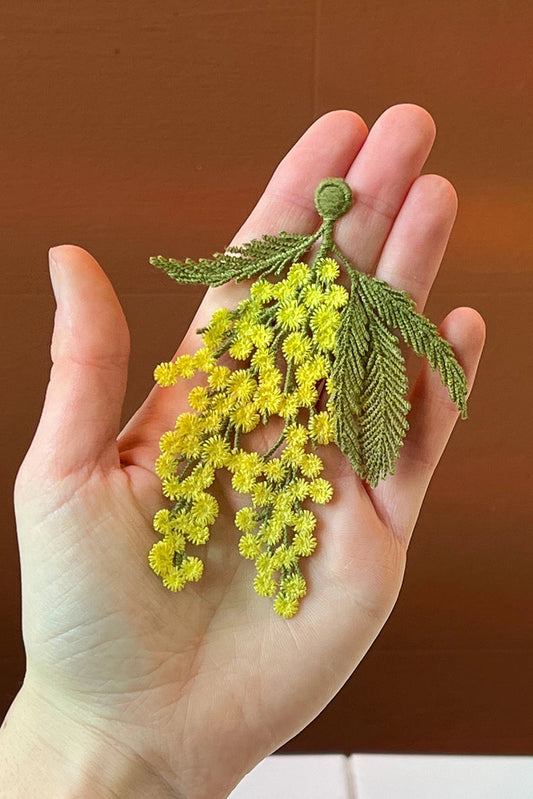 Mimosa Flowers Embroidered Brooch