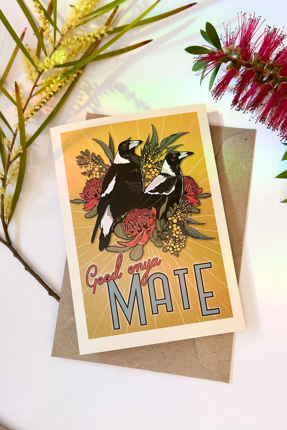 Magpies Australian Greeting Card