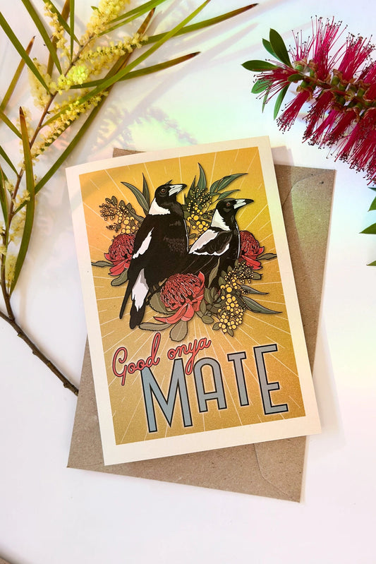 Magpies Australian Greeting Card