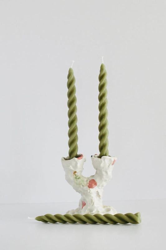 Spiral Beeswax Taper Candles - Sage