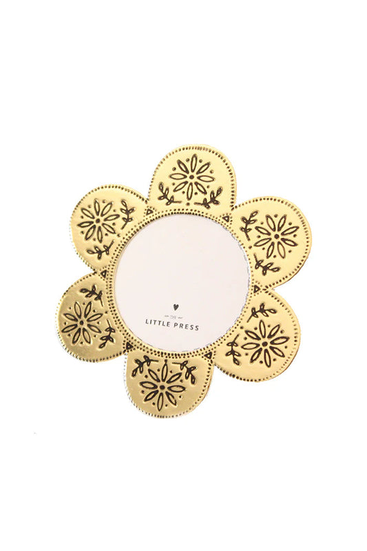 Faux Tin Flower Frame - Gold