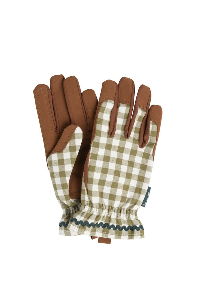 Gardening Gloves - Olive Gingham
