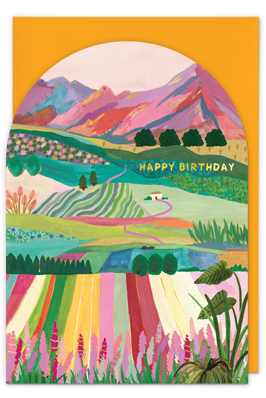 Flower Fields Birthday Card