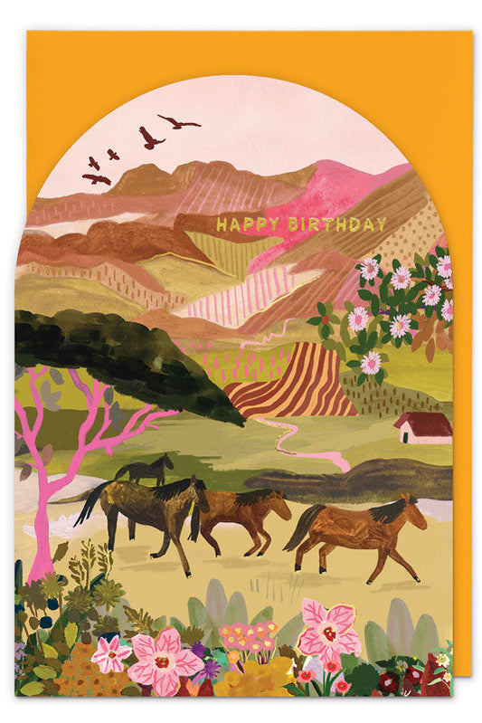 Wild Horses Birthday Card