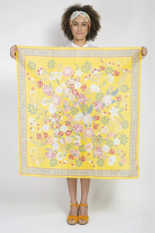 Silk Scarf - Yellow Floral