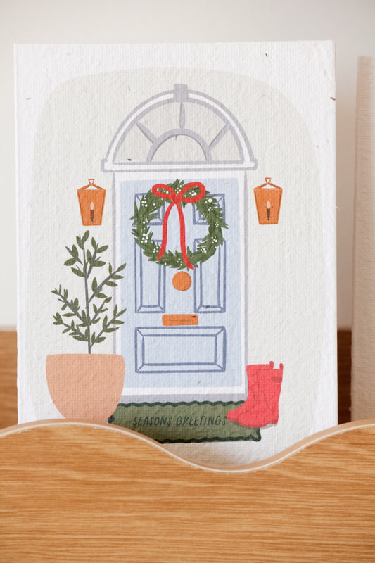 Seasons Greetings Blue Door plantable card