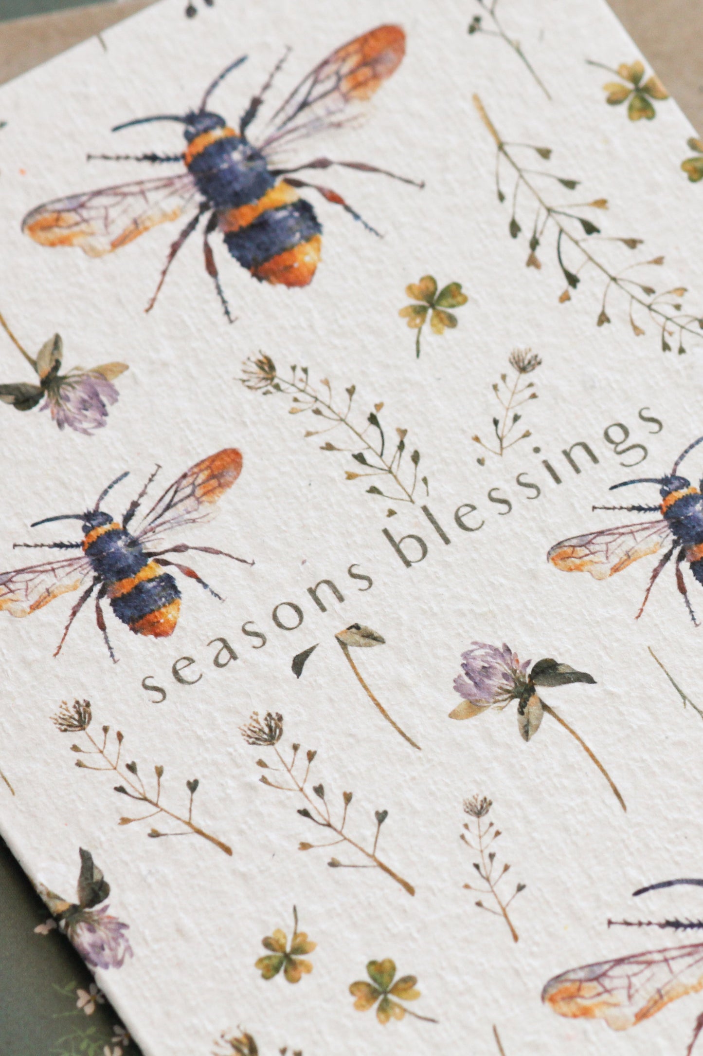 Seasons Blessings Bee plantable card