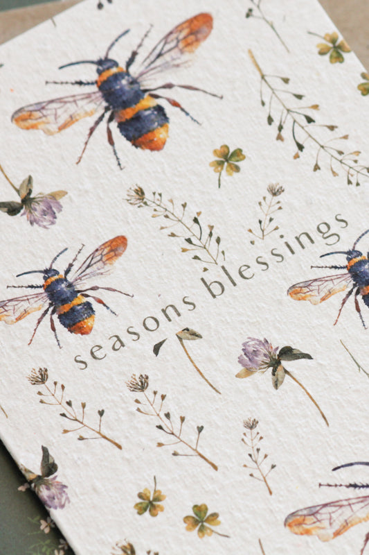 Seasons Blessings Bee plantable card