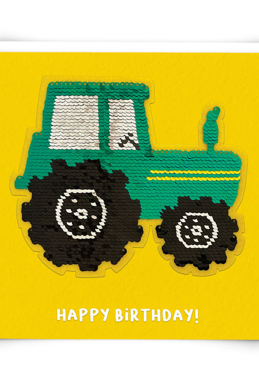 Tractor Birthday Sequin Card