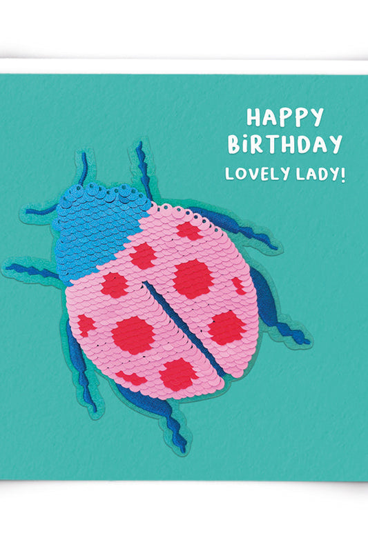 Birthday Lady bug Sequin Card