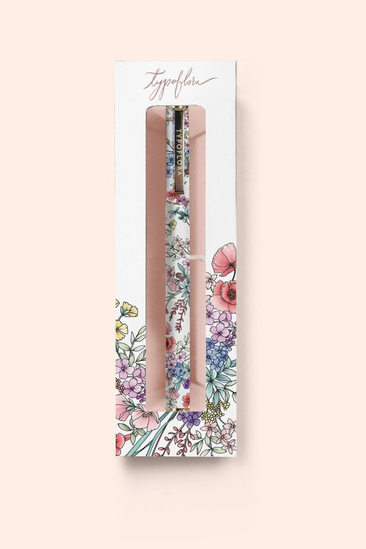 Rollerball Pen - White Blooms