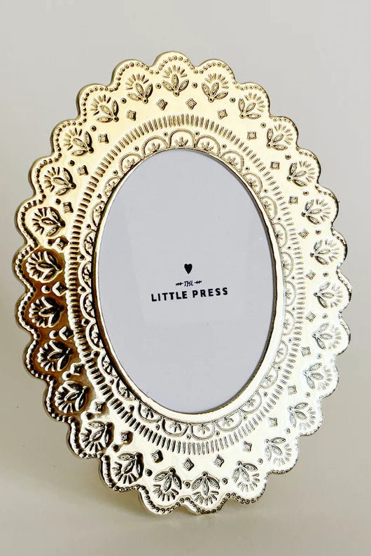 Faux Tin Oval Frame - Gold