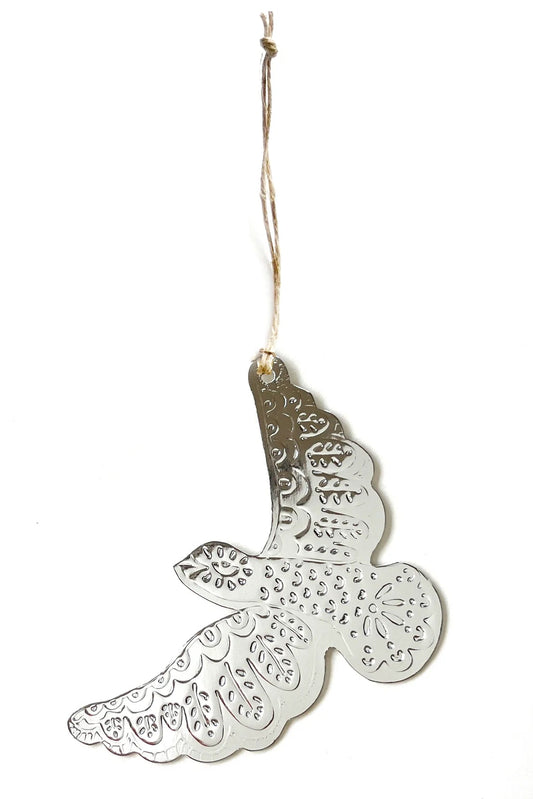 Faux Tin Dove Ornament - Silver