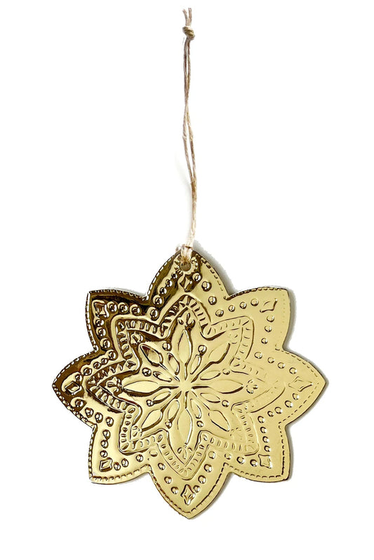 Faux Tin Star Ornament - Gold
