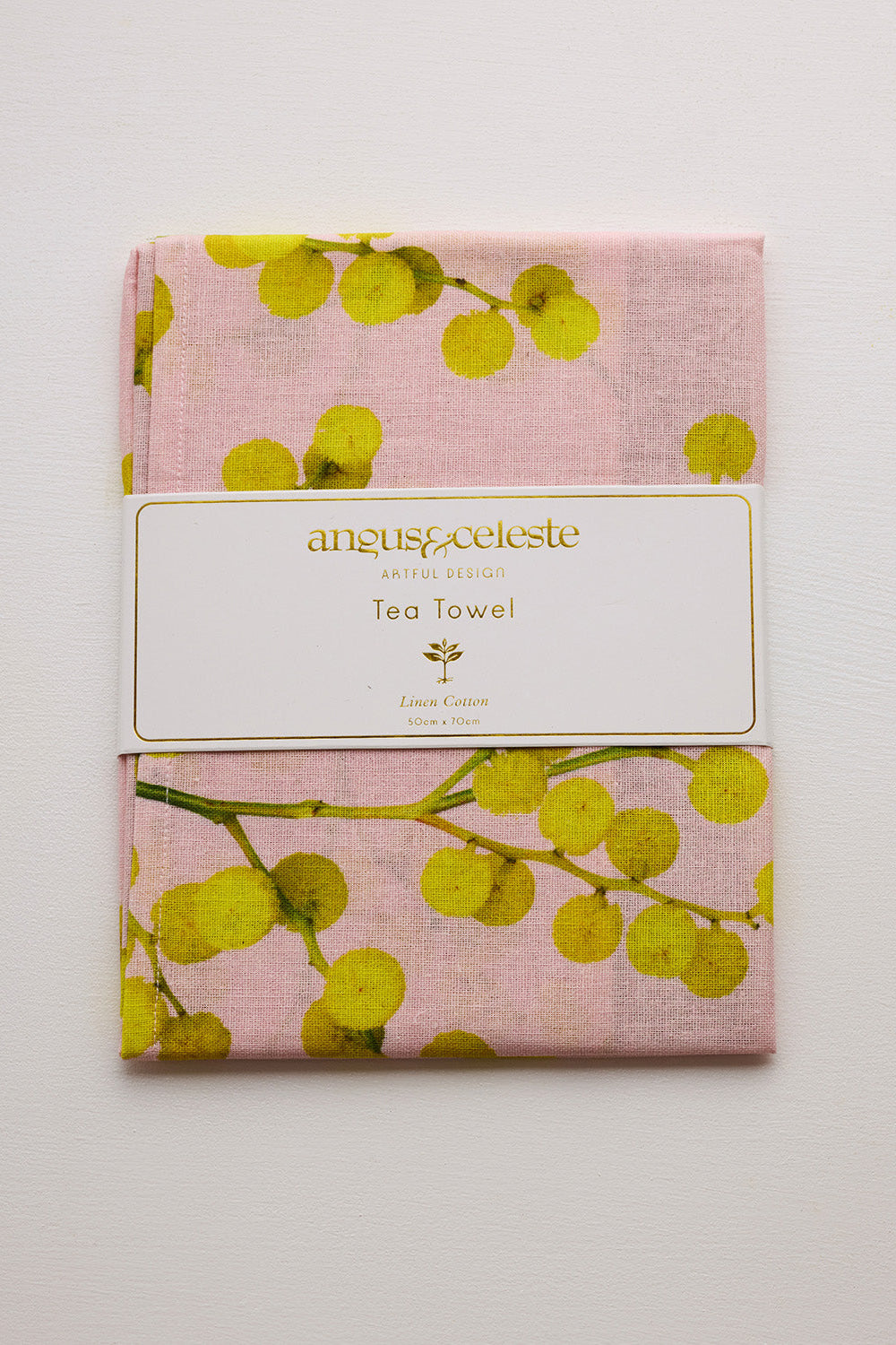Linen Tea Towel - Pink Wattle