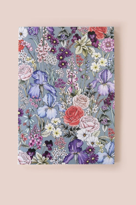 Botanical A5 Unlined Notebook - Blooms in Blue