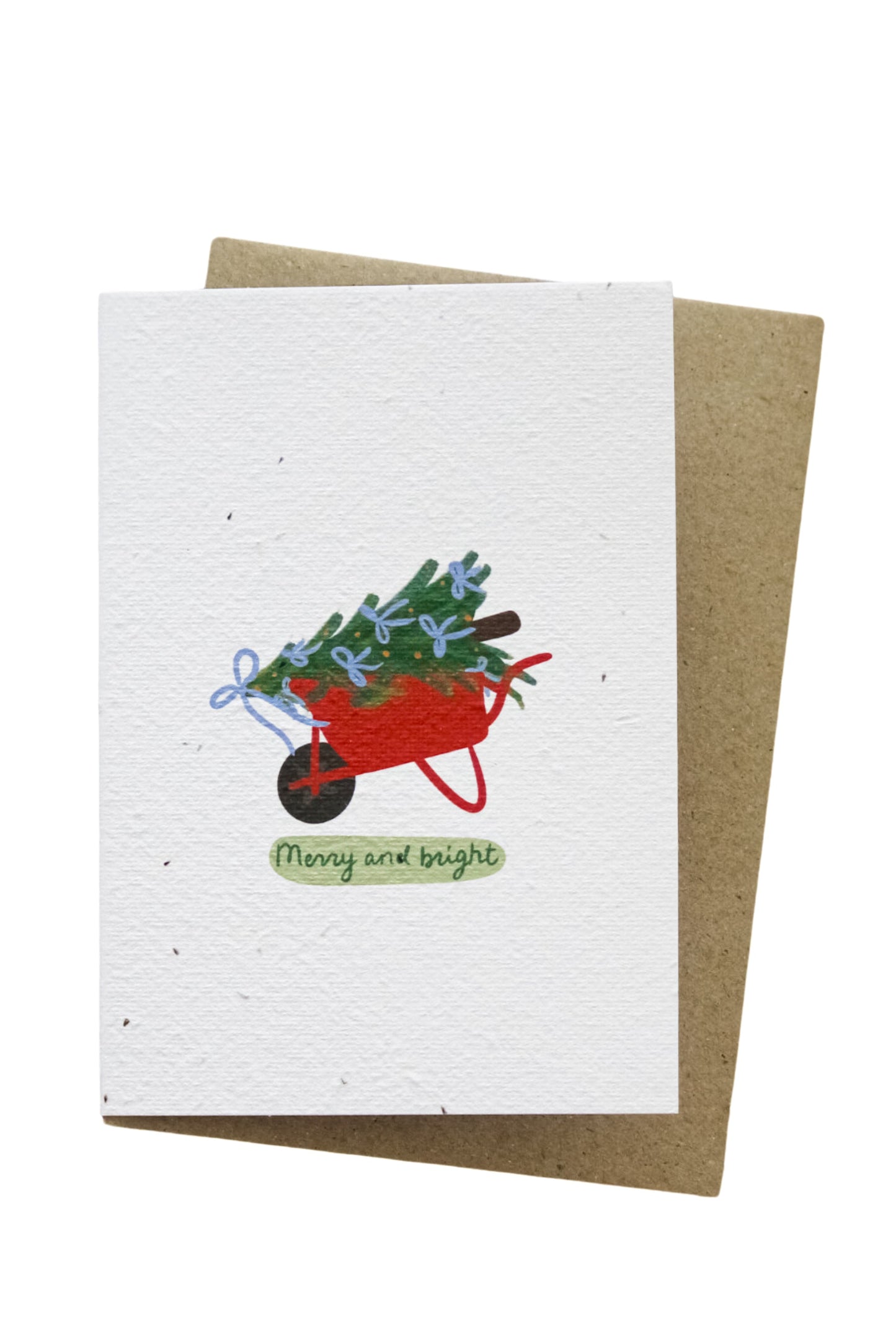 Merry and Bright Wheelbarrow plantable card