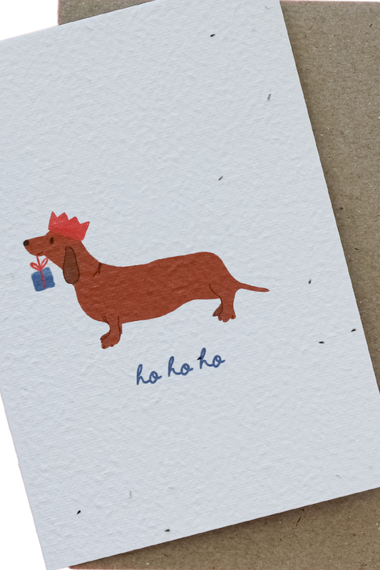 Ho ho ho sausage dog plantable card
