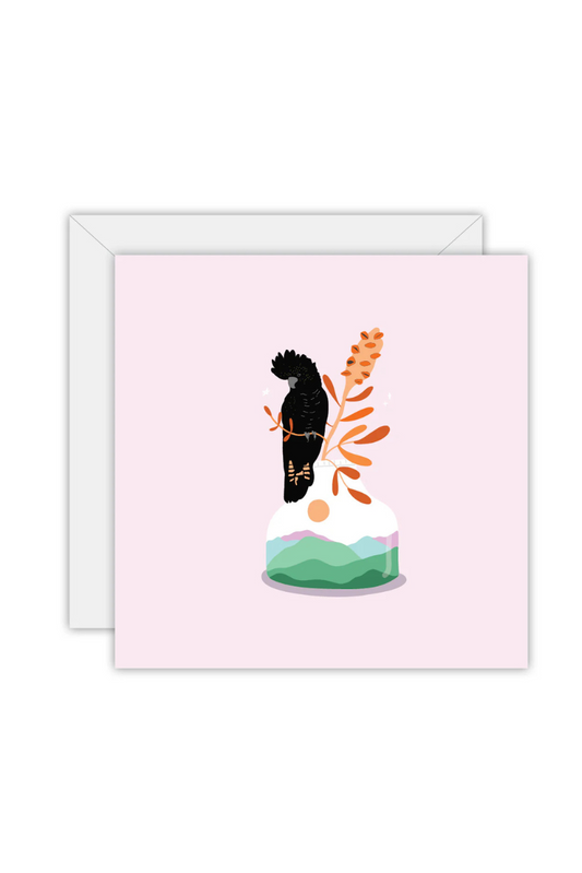 Floral with Red-tailed black cockatoo