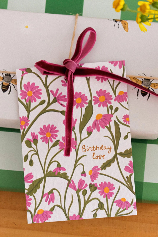 Eco-Luxe plantable gift tag - Birthday love pink daisy