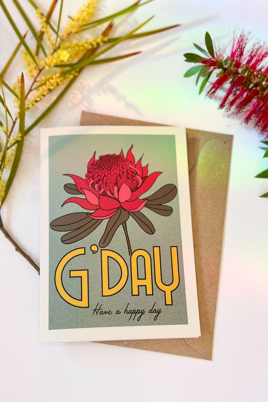 Waratah G'Day Australian Greeting Card