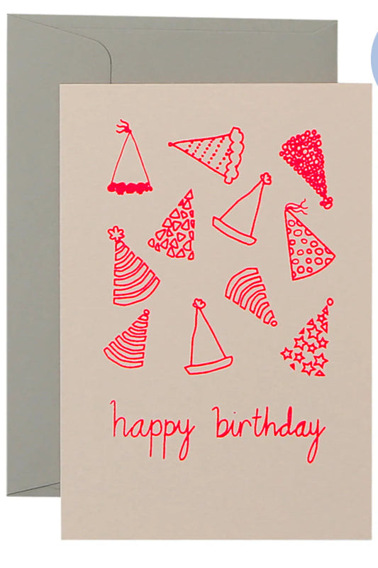 Happy Birthday Party Hats Card