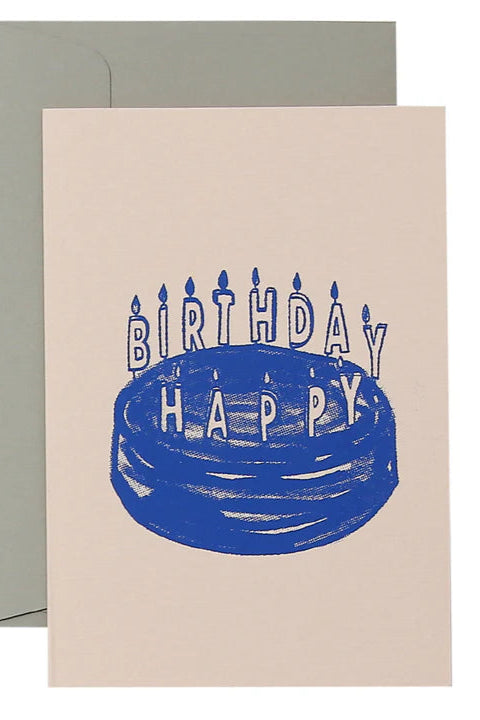 Happy Birthday Candles Card Blue