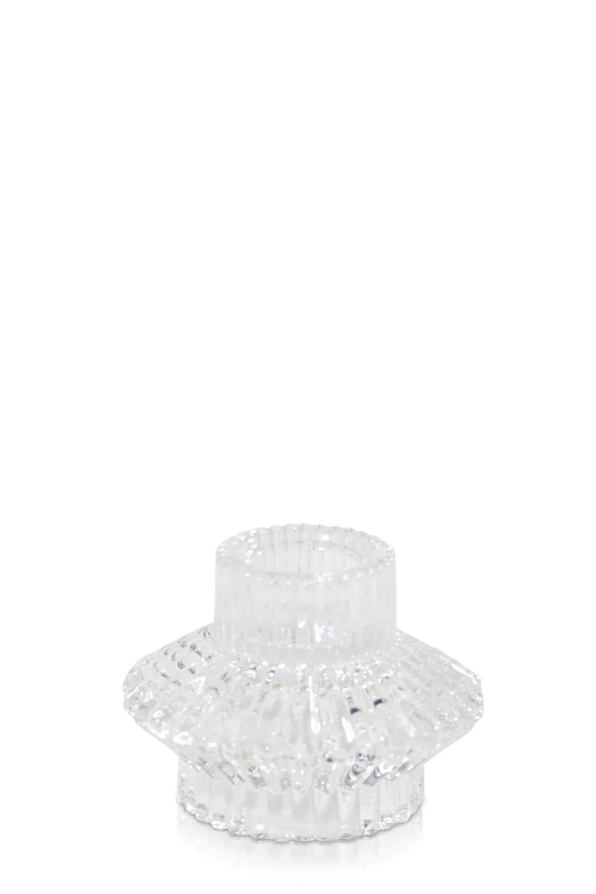 Two sided Glass Candle Holder - Clear