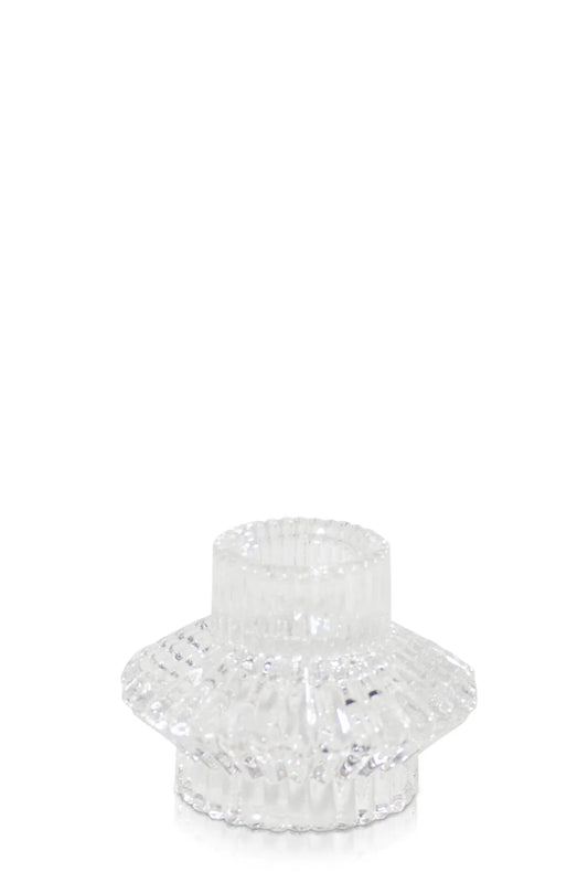 Two sided Glass Candle Holder - Clear