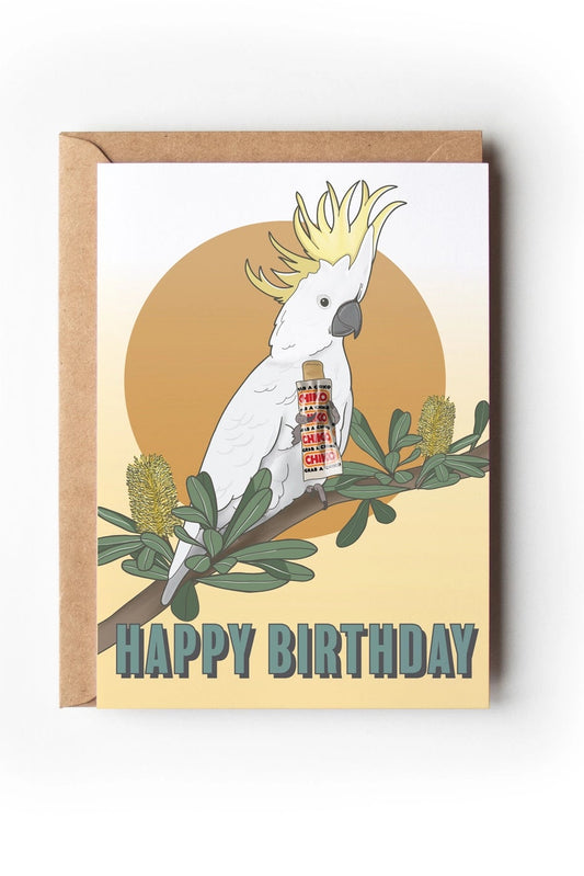Cockatoo Birthday Australian Greeting Card