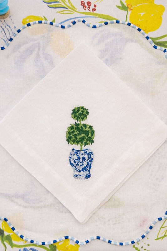 Blue Embroidered Napkin Set of 4