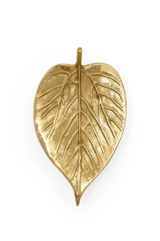 Solid Brass Trinket Tray Small Leaf