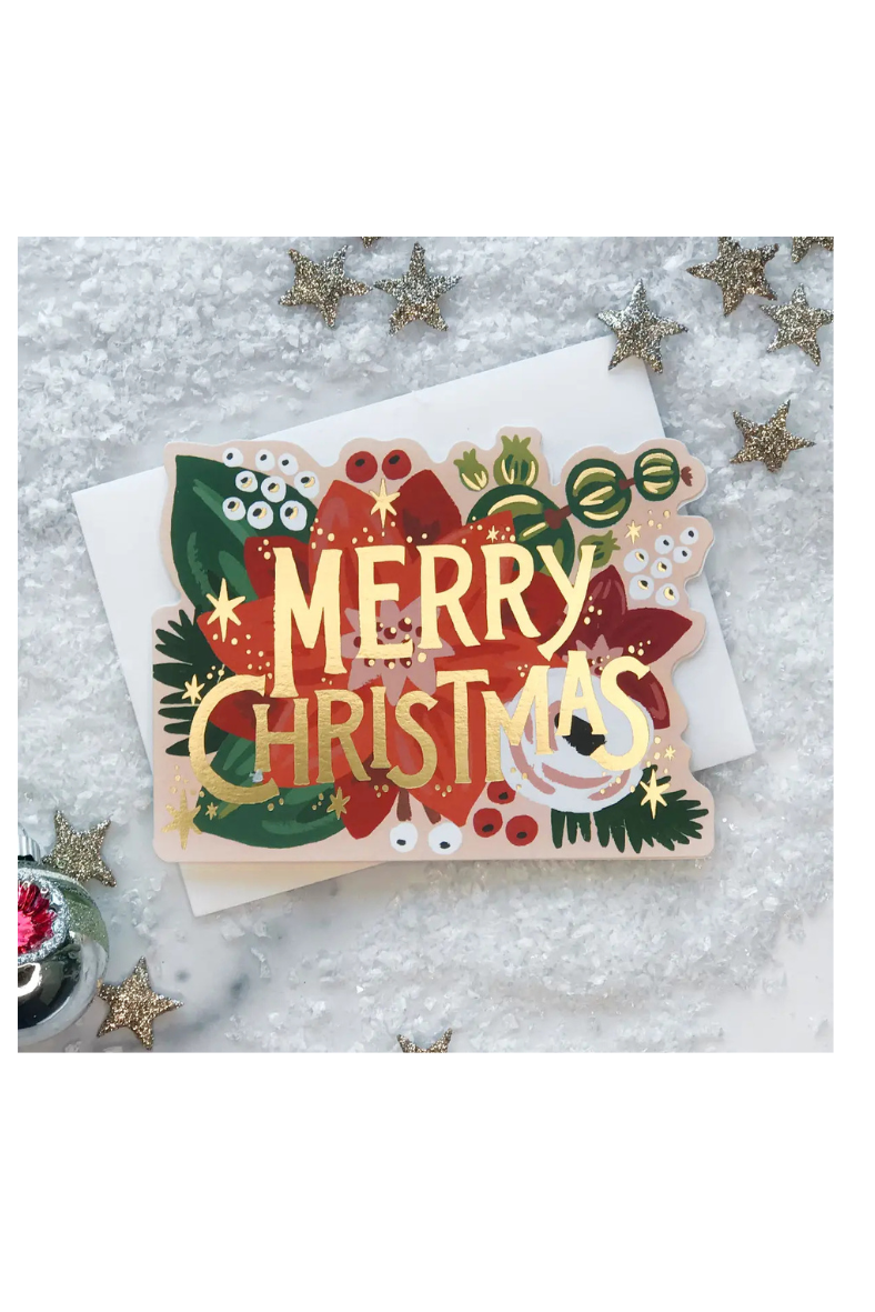 Poinsettia Die Cut Christmas - Greeting Card